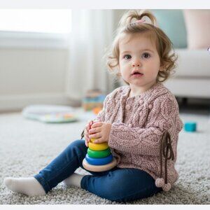 Petit Lem Cable Knit Bobble Cardigan 12 Months